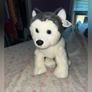 Plush Husky Toy Set - Gray and White